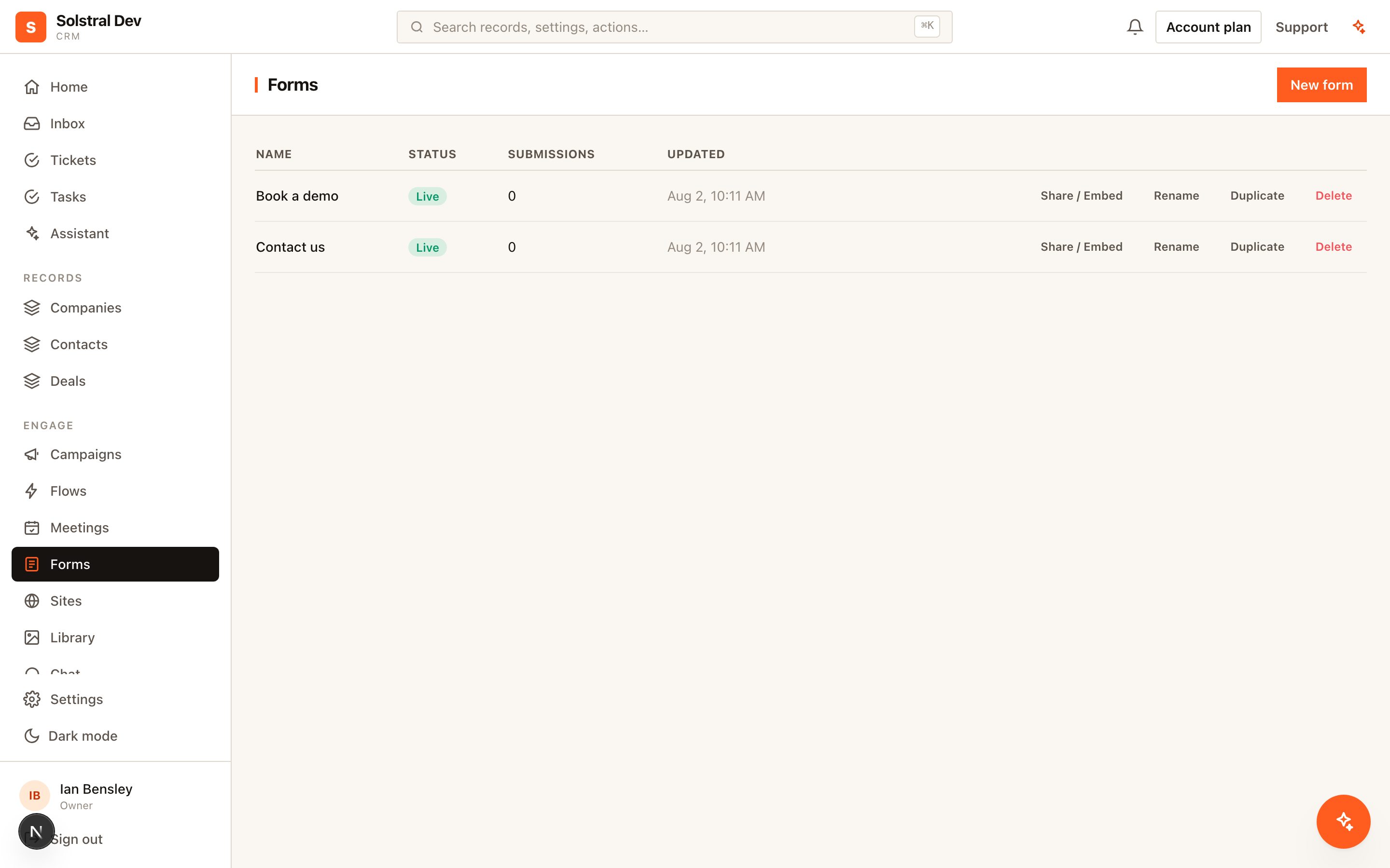 The forms builder